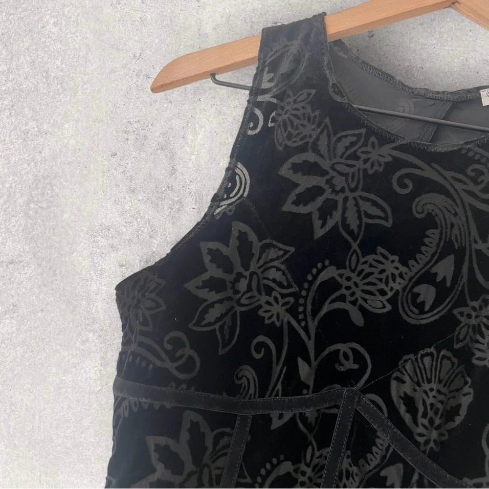 Intimately by Free People Black Velvet Burnout Babe Mini Dress Size M
